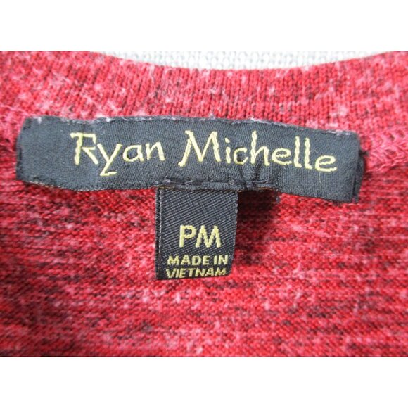 Ryan Michelle Red Plaid Trim Sweater Dress Polyester Rayon Spandex Size PM - Picture 2 of 12